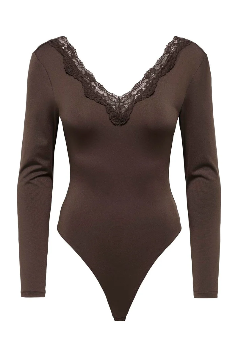 Only - Onlfern L/S V-Neck Bodystocking - 5116984 Coffee Bean