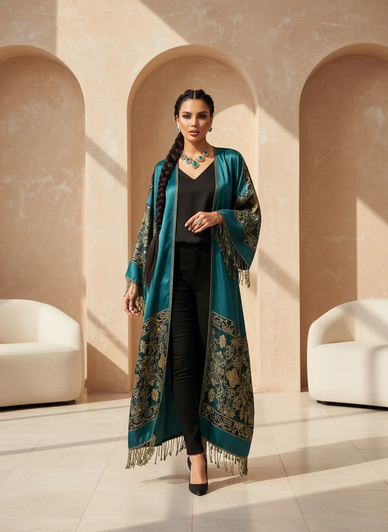 Retro Pattern Warm Abaya – Winter Heritage Edit