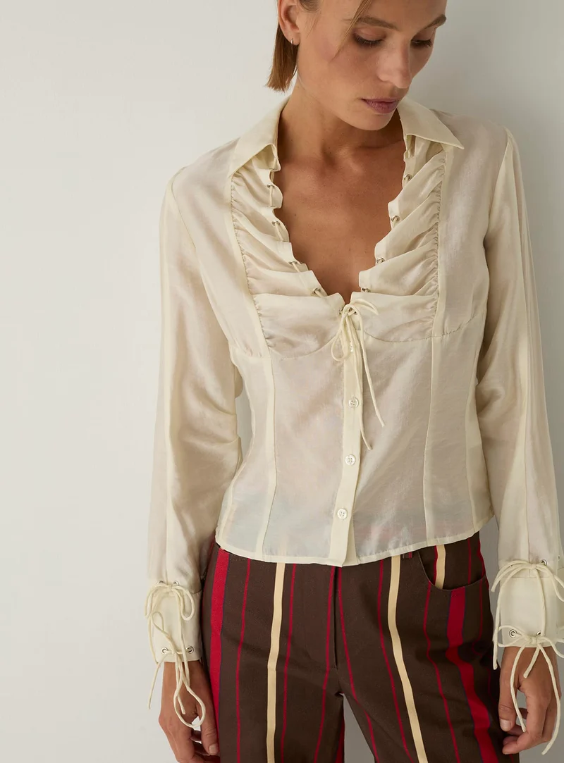 ARWEN ECRU RUCHED BLOUSE