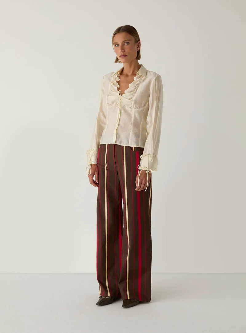 LEROY DARK BROWN STRIPED TWILL PANTS