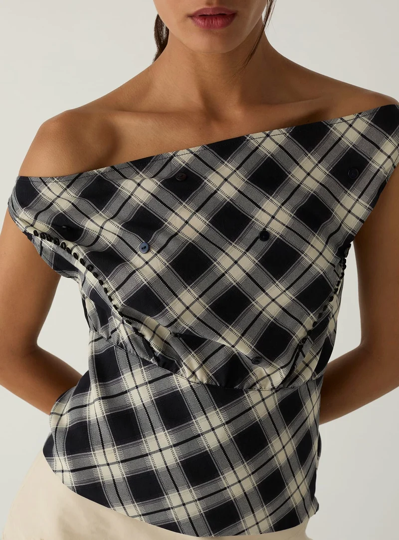 TATE BLACK SQUARED ASYMMETRIC TOP