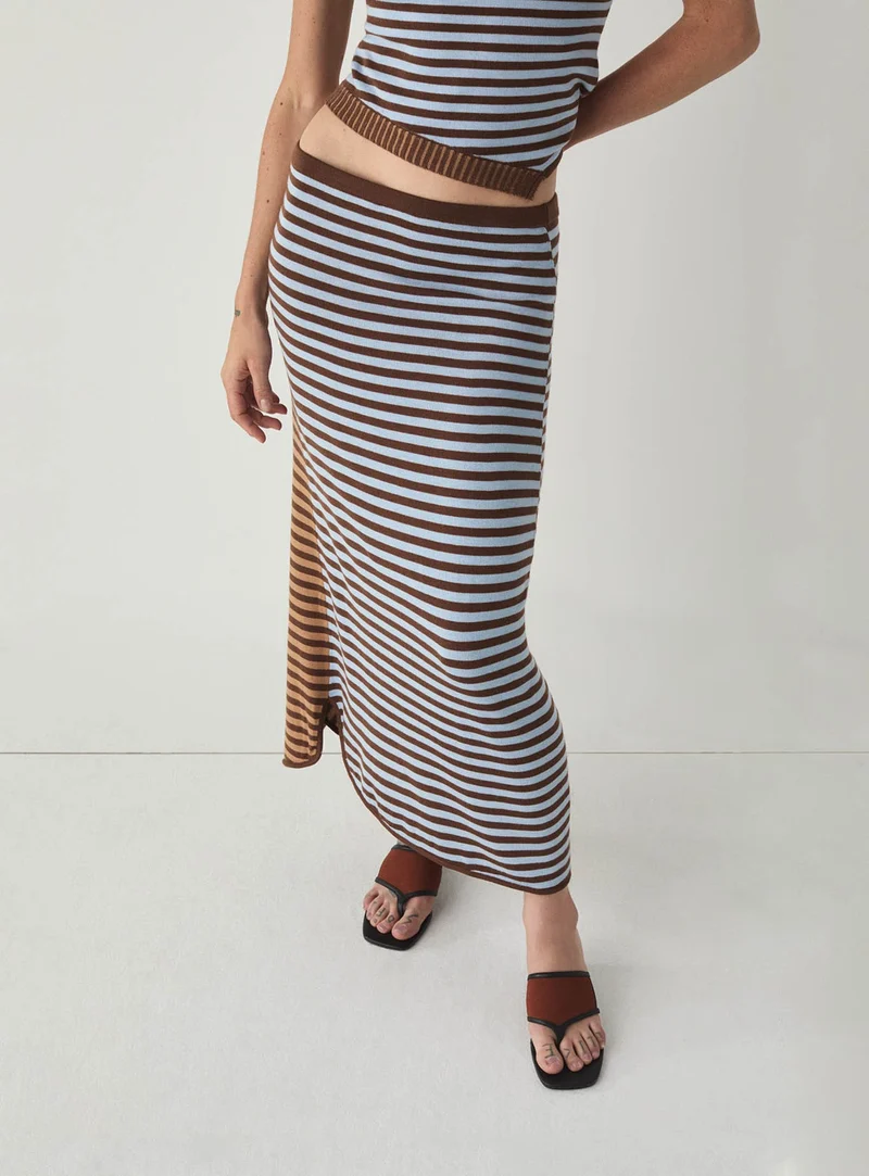 ANISE STRIPED BROWN SKIRT