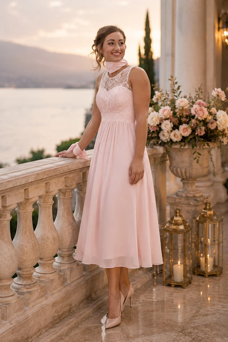Kort klänning H6649 blush
