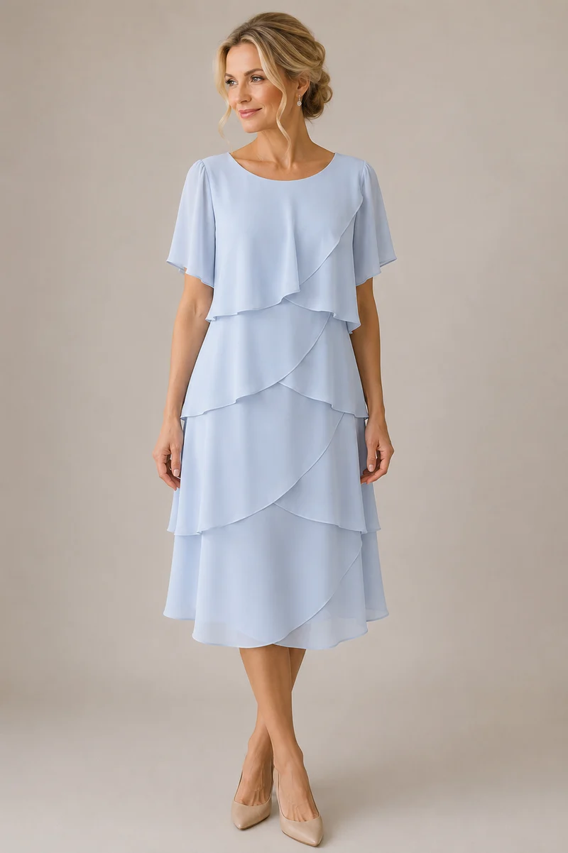 Kort klänning med ärm Chiara baby blue
