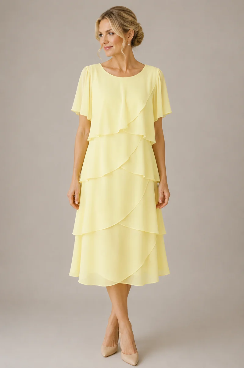 Kort klänning med ärm Chiara yellow