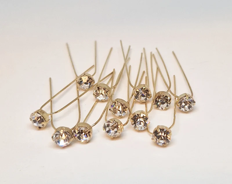 Hårnålar i strass 8 mm 12-pack