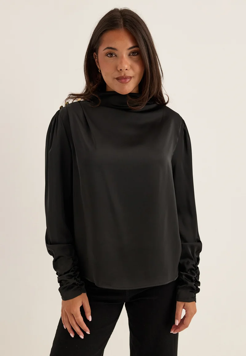 Satin Button Detail Blouse