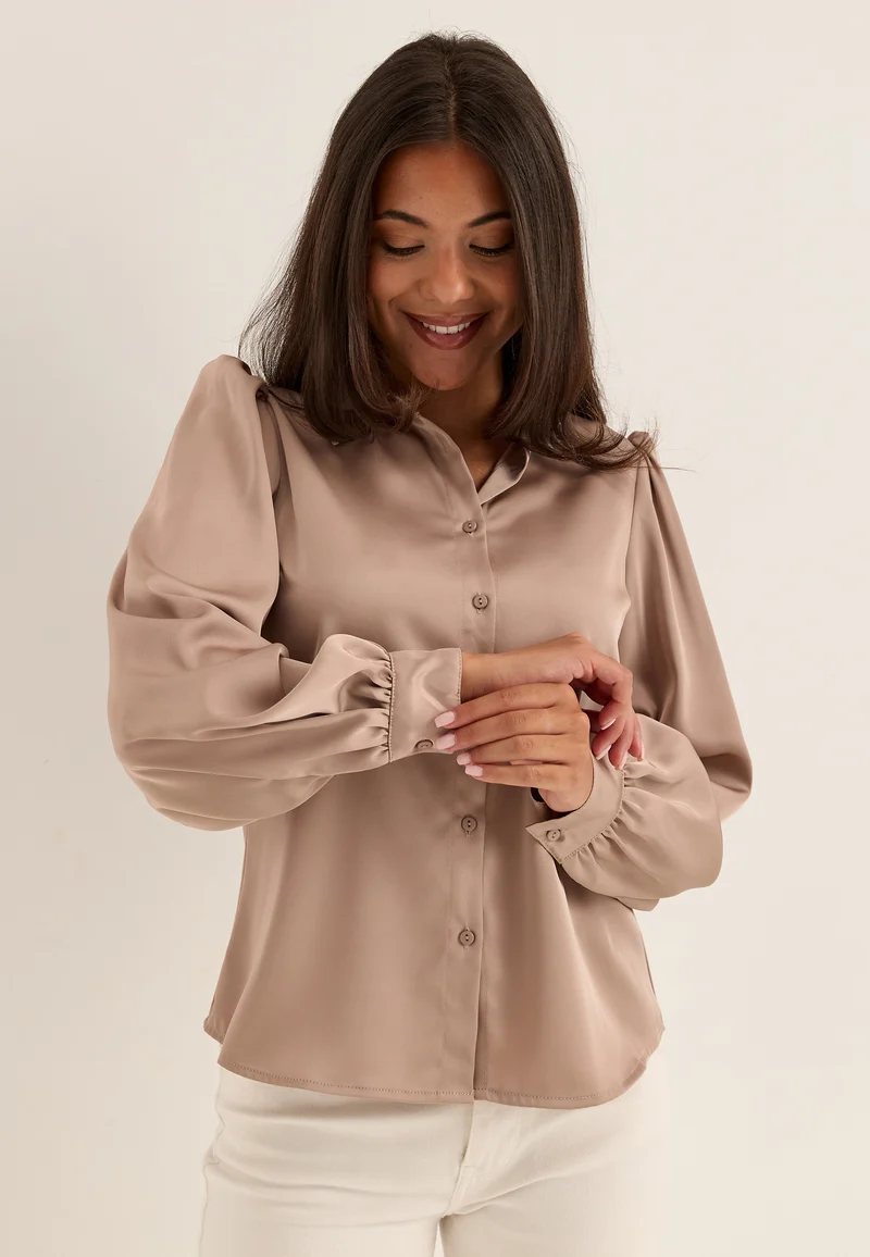 Puff Sleeve Satin Shirt