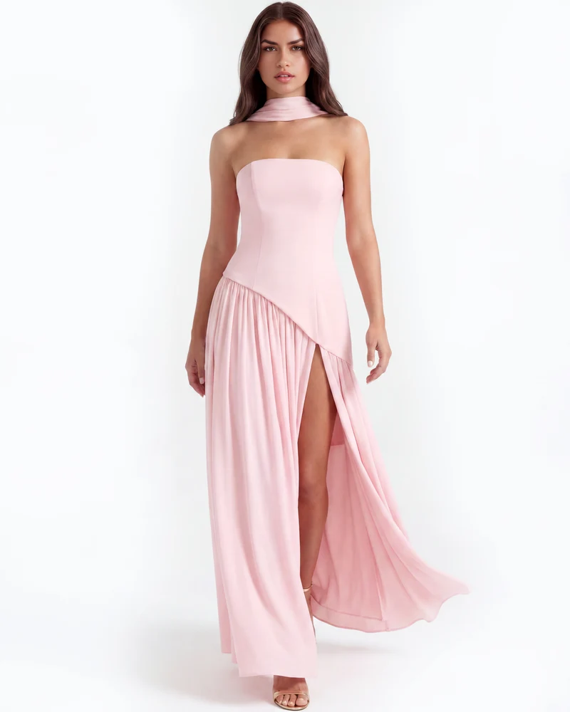 Mia | Elegant Axelbandslös Maxi Klänning