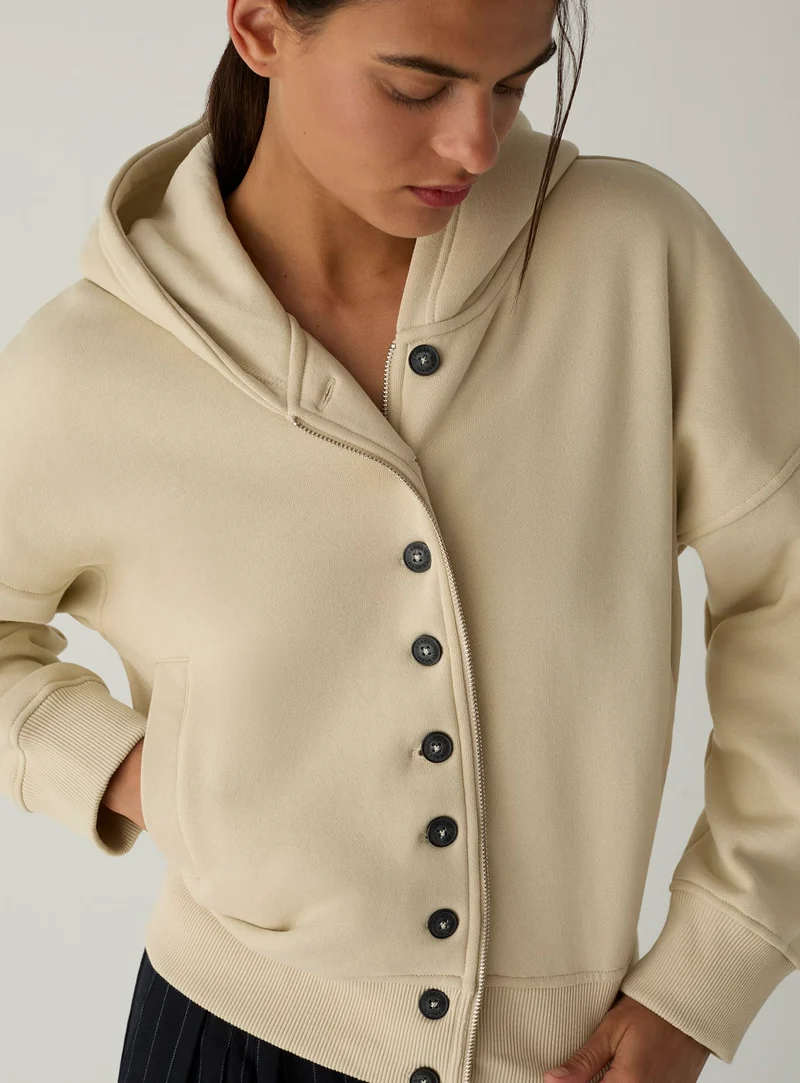 CHIARA ECRU ZIPPER SWEATSHIRT
