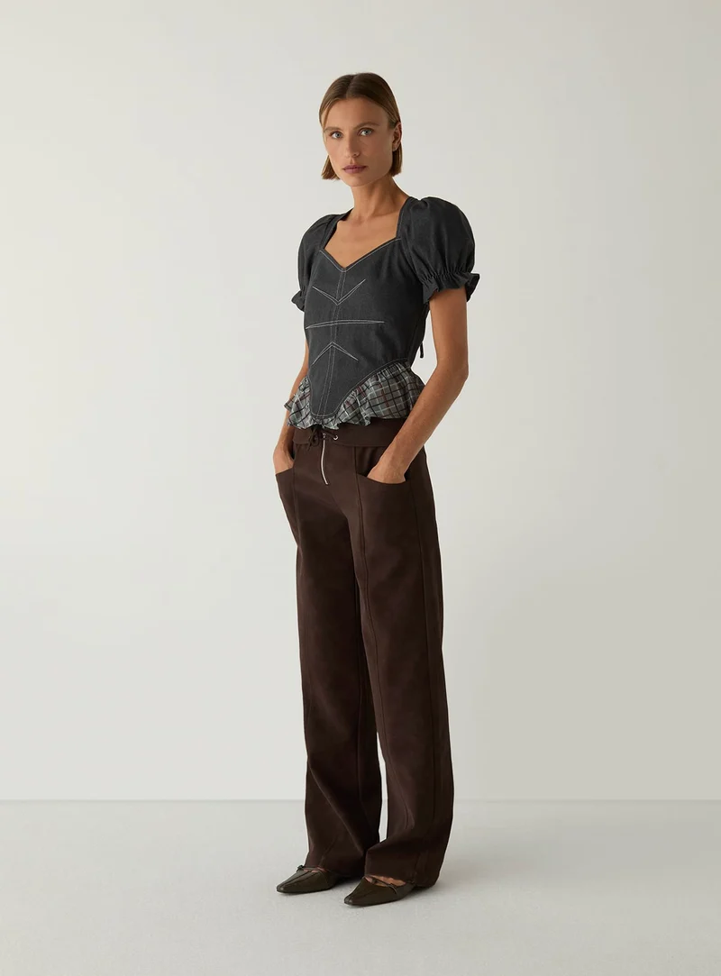 REGINA GREY PUFF SLEEVE BLOUSE