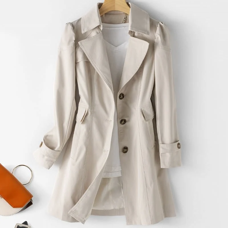 Dam Trenchcoat med Knappstängning och Tailerad Passform