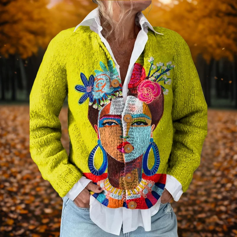 Anna | Konsttryckt Cardigan