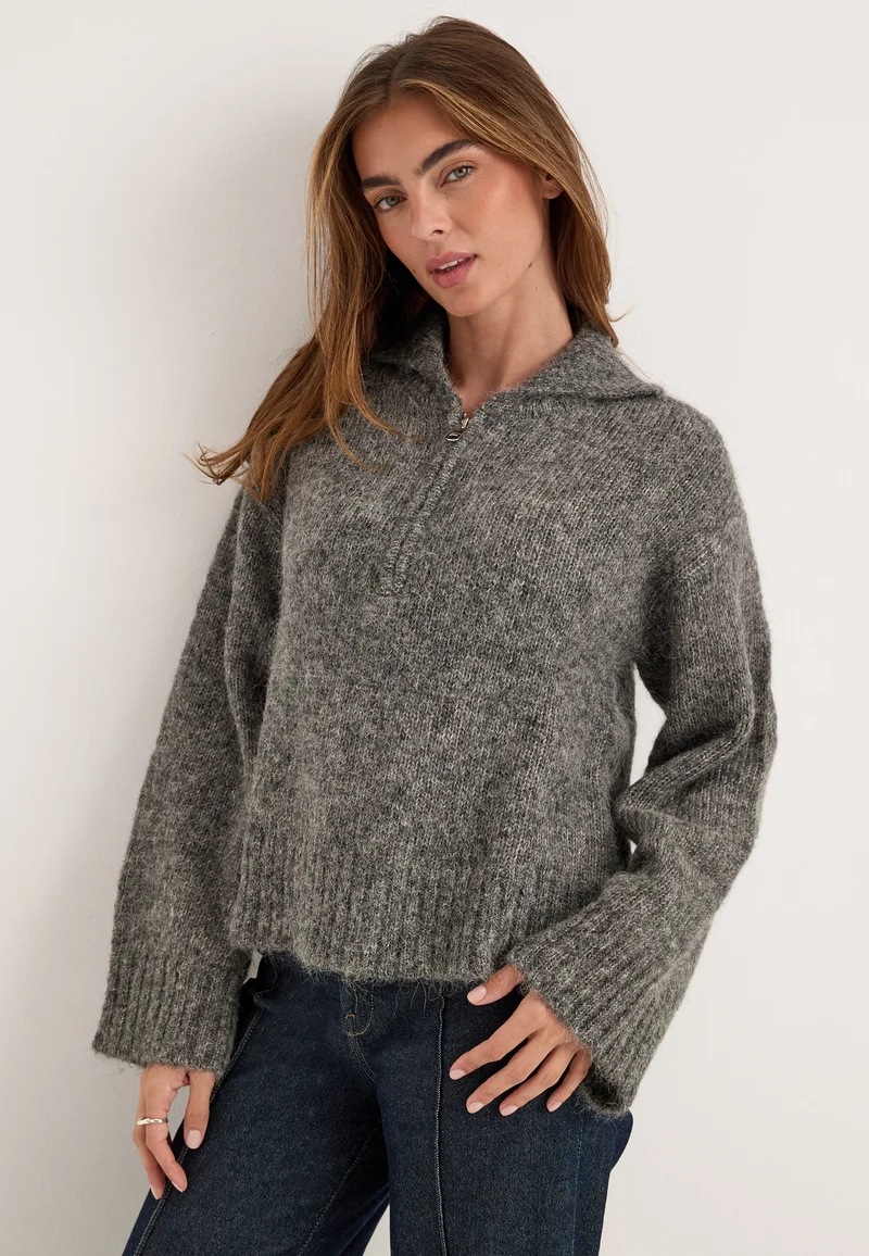 Slwanjuli Ls Knit Half Zip