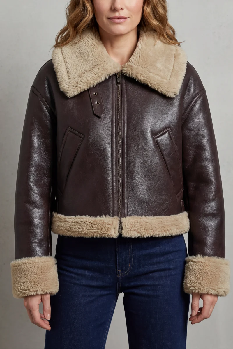 Women's Reversible Fleece Cropped Aviator Jacket – Iris