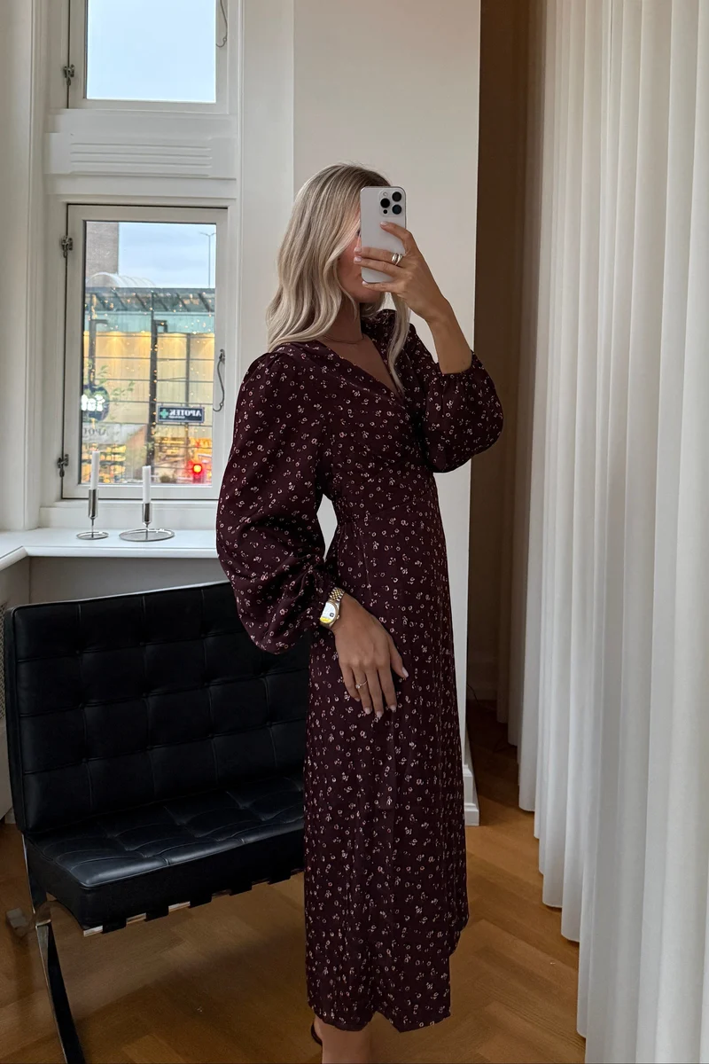 Noella - N-Lilith Dress 15900002 - 1472 - Dwyn Burgundy Print
