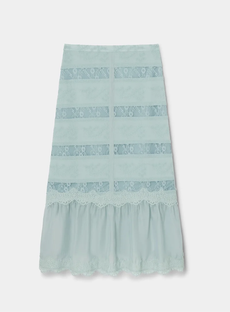 VALENTINA BLUE LACE MIDI SKIRT