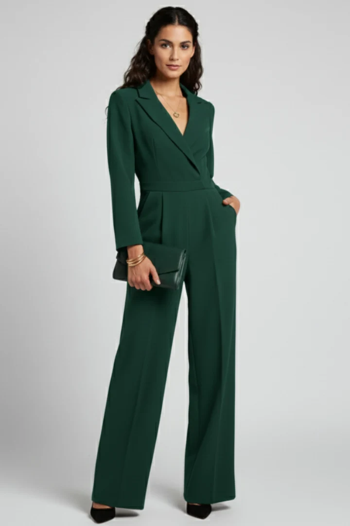 Charlotte | Skräddarsydd Jumpsuit Med Omlott Fram Och Vida Ben För Dam