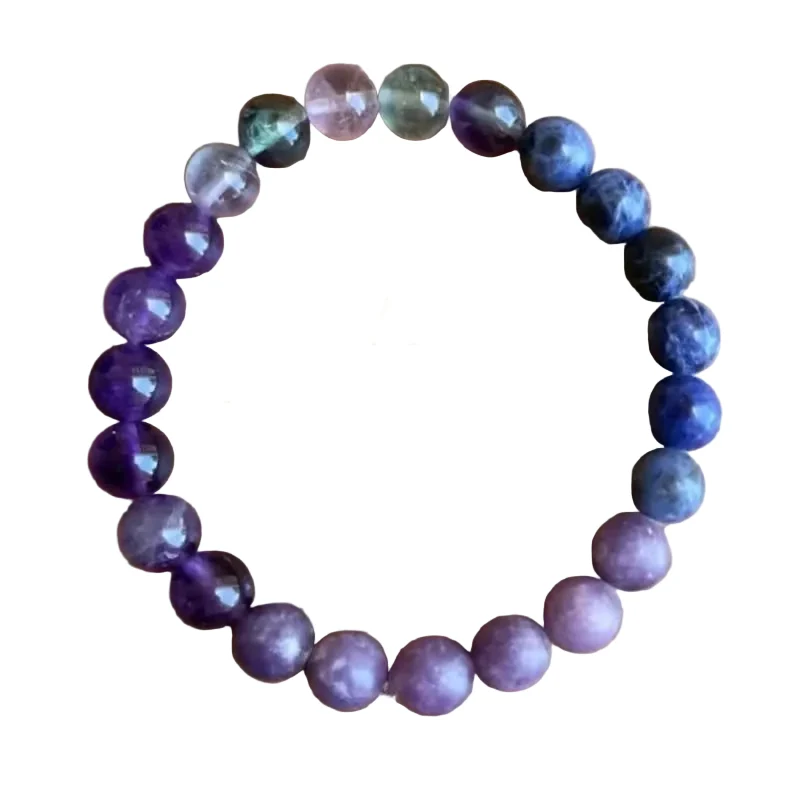 Armband med Ametist, Lepidolite och Lapis Lazuli