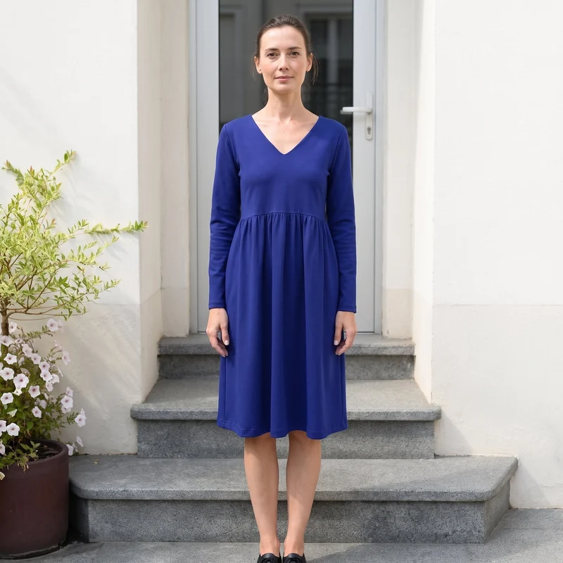 SUNSHINE – Italian Punto Milano Gathered Waist Midi Dress