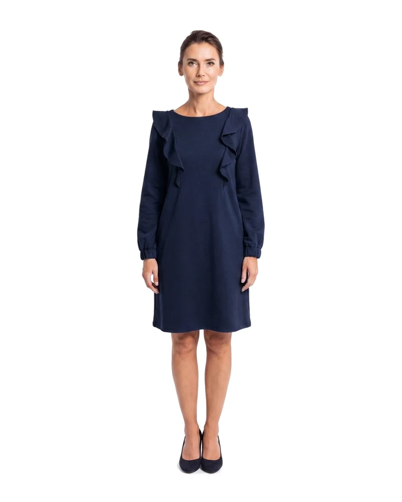 BUTTERFLY – Italian Punto Milano Ruffle A-Line Dress