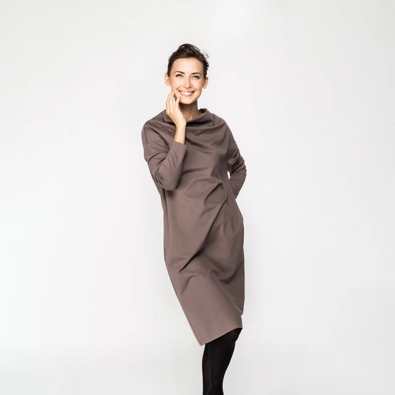 TUBE – Italian Punto Milano Cowl Neck Midi Dress