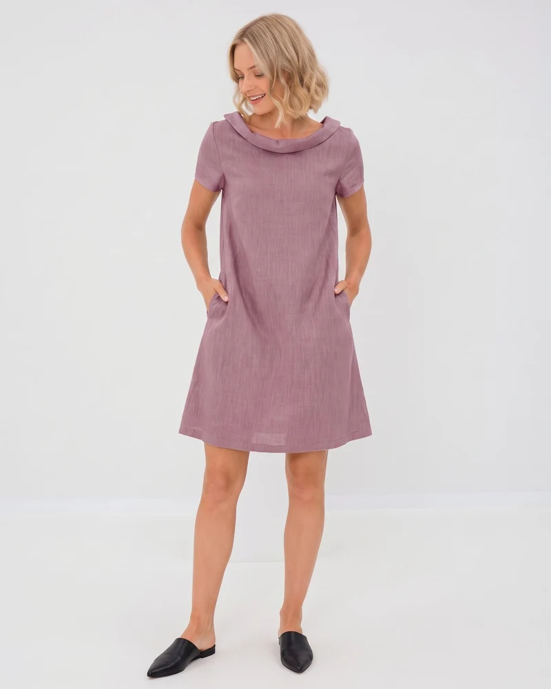 STORY – Linen Blend Back Bow A-Line Dress
