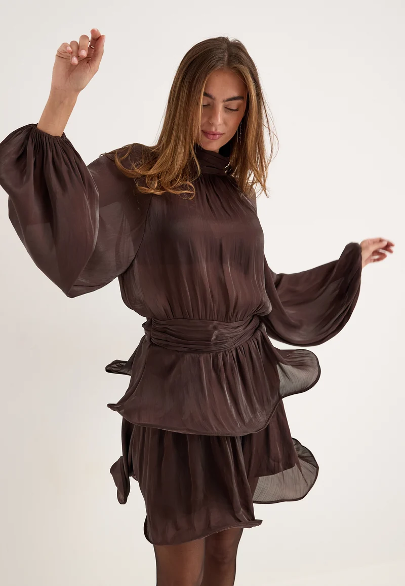 Balloon Sleeve Short Flounce Dress
