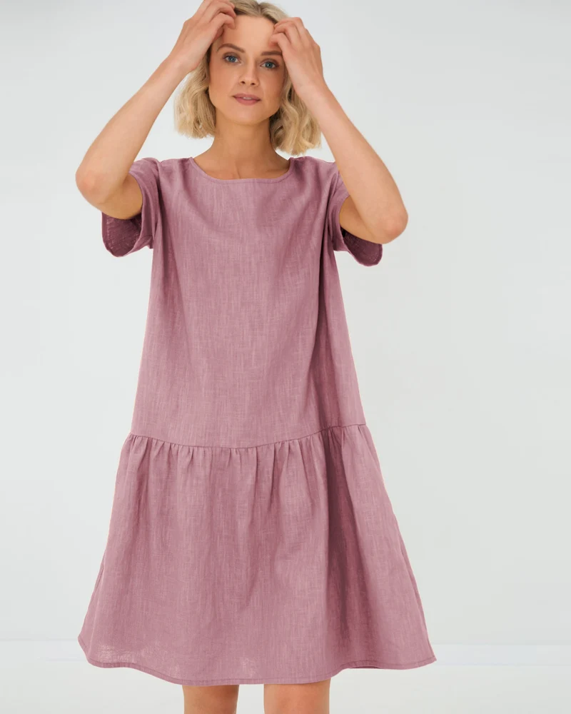 BLOSSOM – Linen Blend Tiered Midi Dress