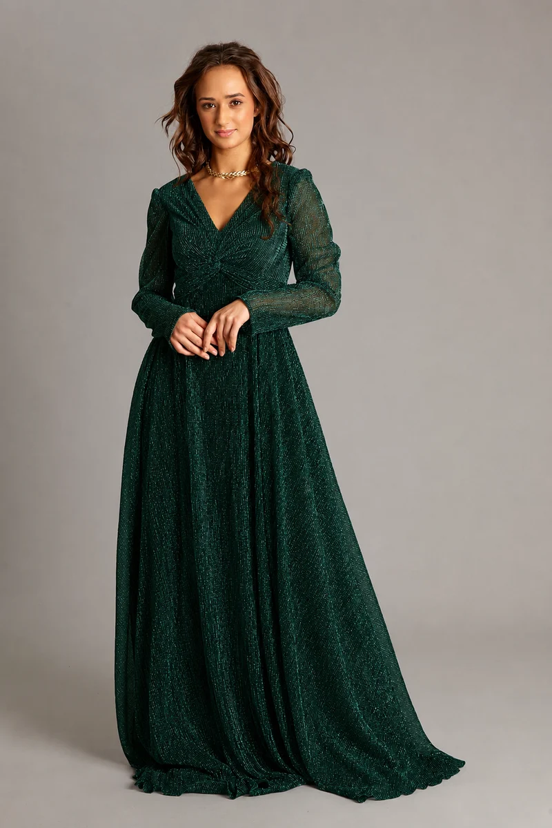 Aftonklänning / Balklänning med lång ärm H1024 emerald