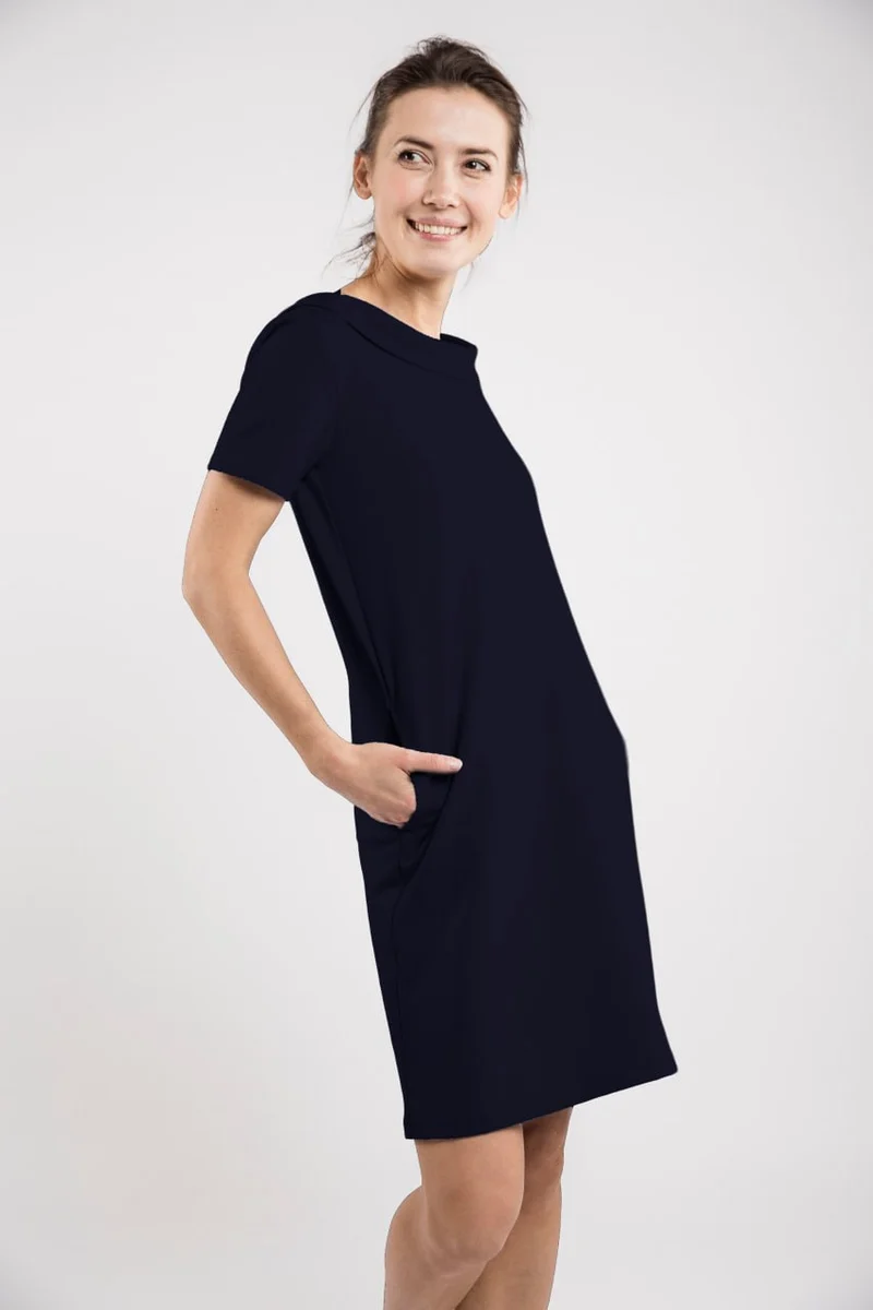 SUMMER STORY – Italian Punto Milano Short Sleeve Back Bow Dress