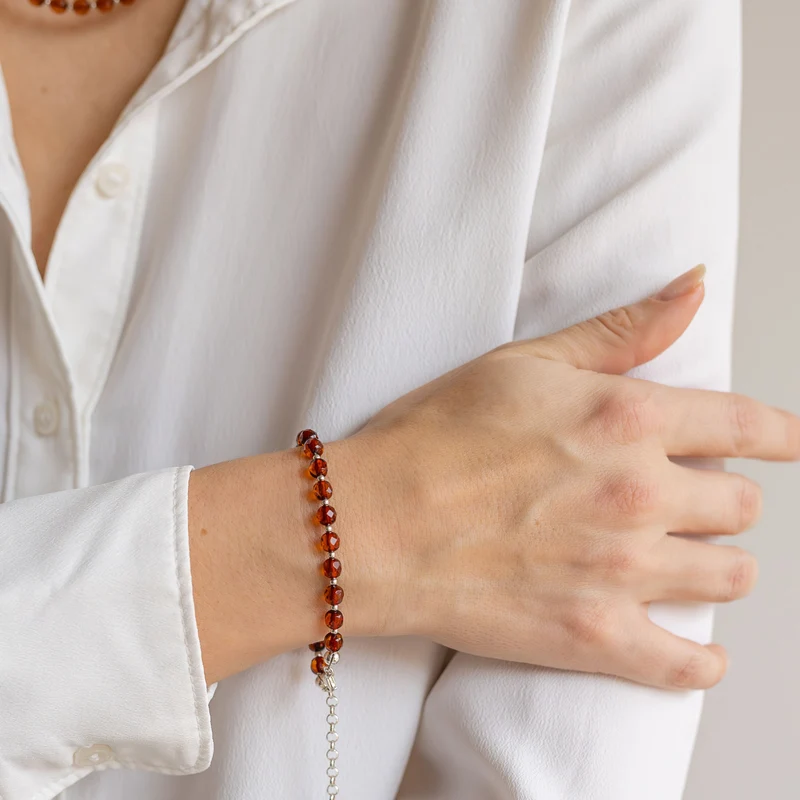 SUN STORIES – Baltic Amber & Sterling Silver Adjustable Bracelet