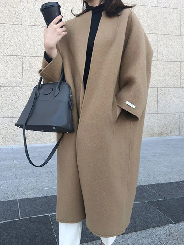 Dam Trenchcoat Lång Passform Varm för Vardagsliv