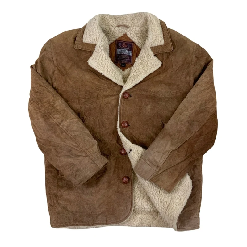 Vintage Mens Park Miller Brown Shearling Western Suede Cowboy Rancher Jacket L