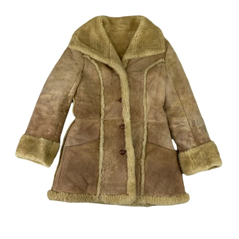 Vintage 70s Tan Women's Shearling Coat 8-10