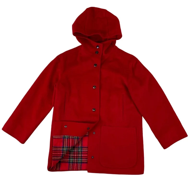 Vintage Hooded Wool & Mohair Coat Jacket Duffel S UK 10