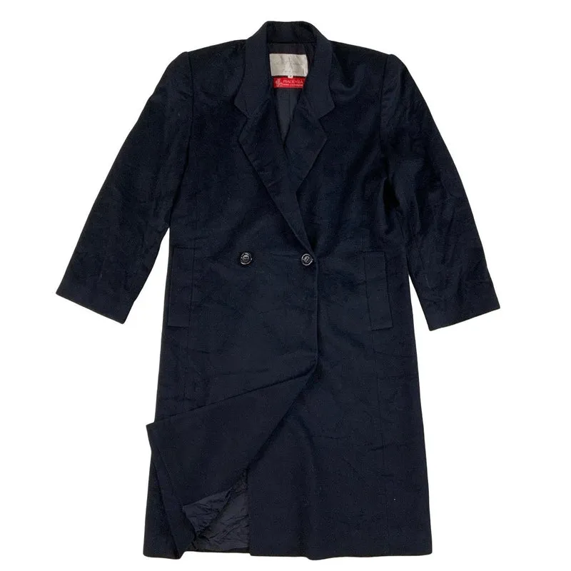 Vintage Black Pure Cashmere Long Trench Coat S 10