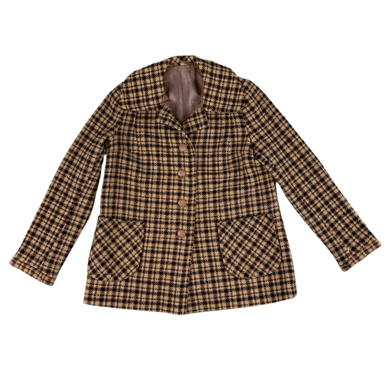 Vintage Wool Pattern Tweed Womens Coat Jacket Blazer UK 10 S