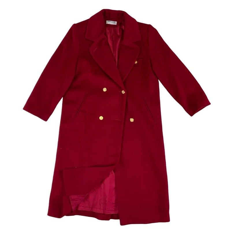 Vintage Womens Forecaster Boston USA Red Wool Trench Coat L 16