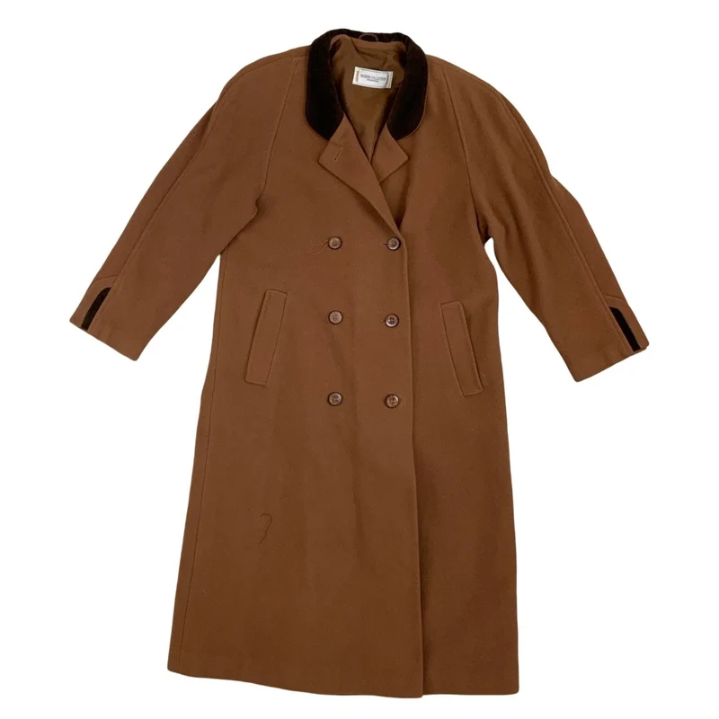 Vintage Womens Fashion Collection Wool Long Coat Camel Beige 14