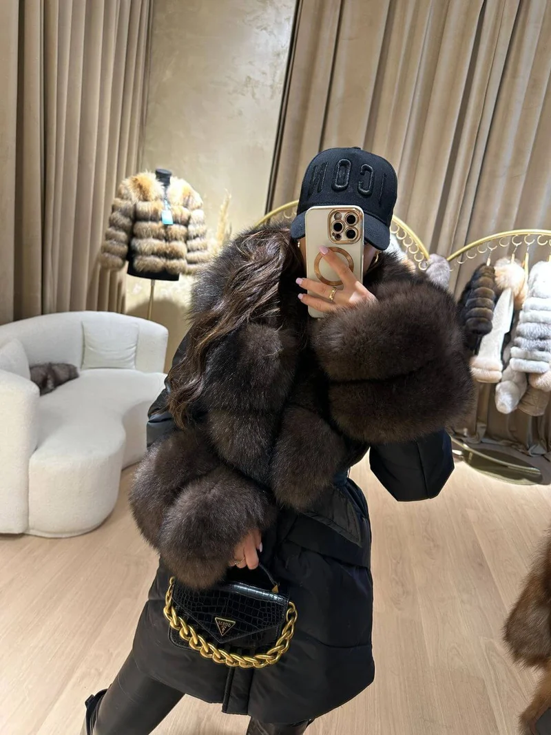 Icon Black Parka Fox Fur Jacket