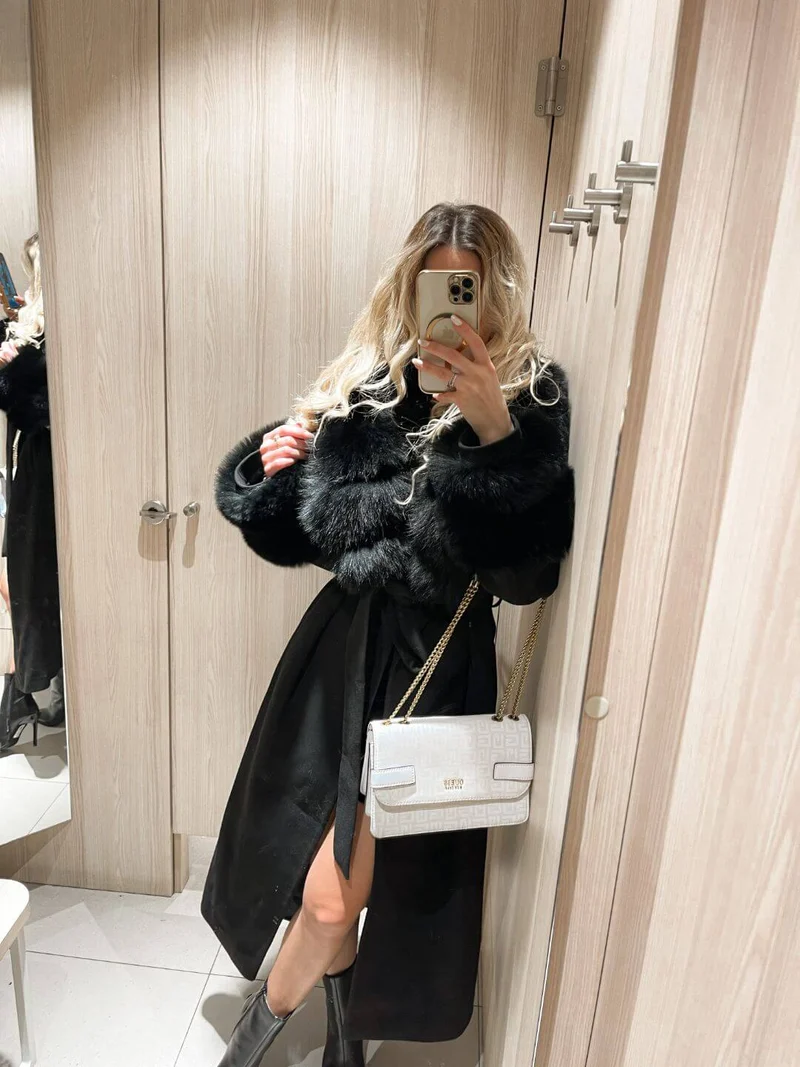 Classy Cashmere Fox Fur Coat