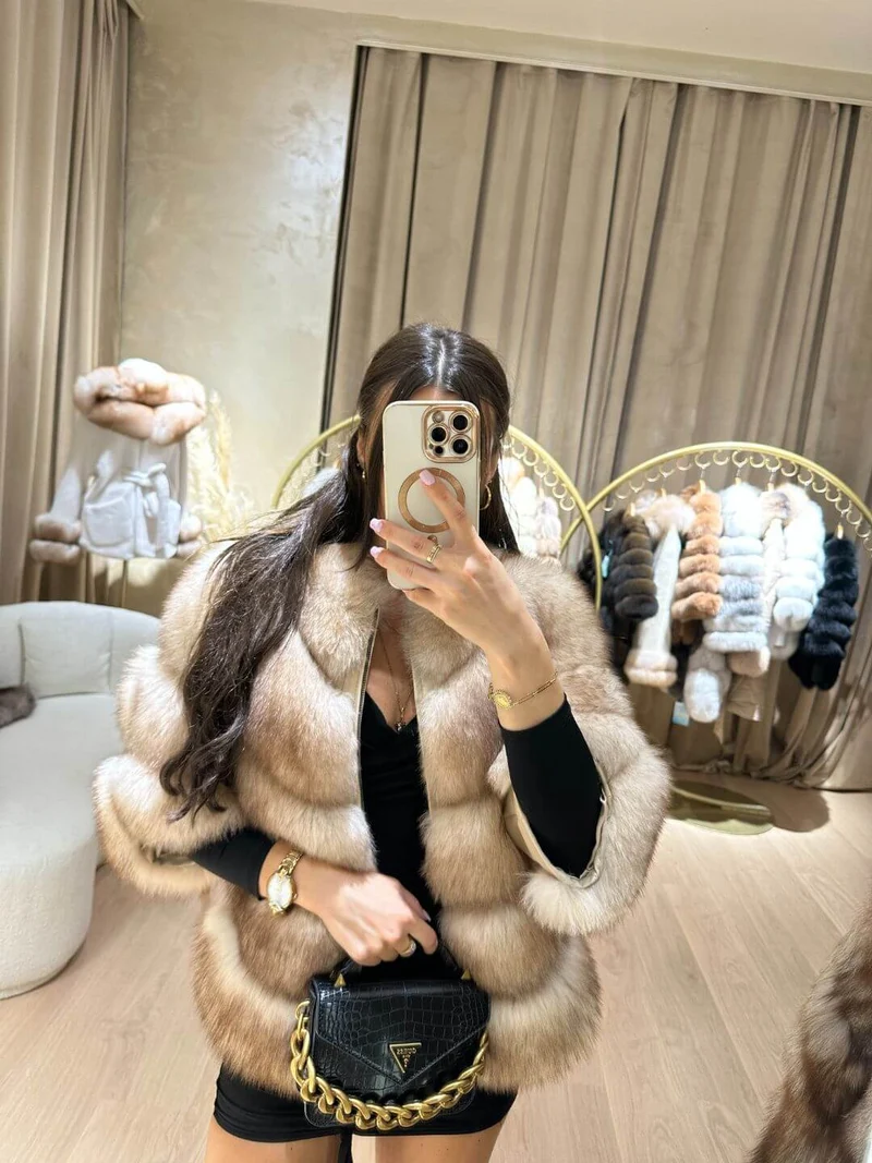 Luxy Fox Fur Genuine Leather Jacket