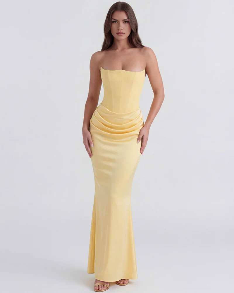 Sophie | Elegant Mjuk Gul Klänning