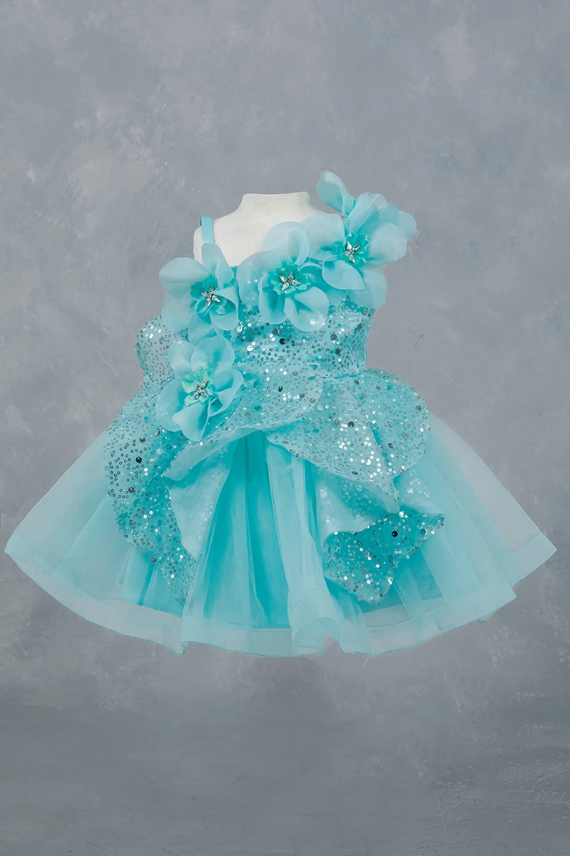 Enaxlad Glittrande Kristallklänning för Flicka från Cinderella Couture USA AS9181B