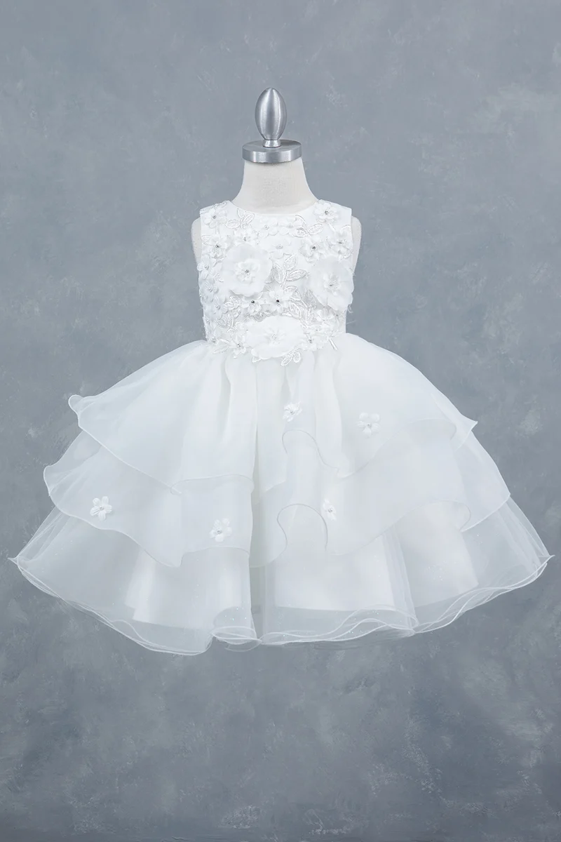 Organza Flerskiktad A-linjeformad Nattvardsklänning för Flicka från Cinderella Couture USA AS9176