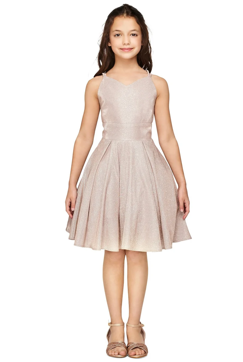 Glittrig Metallisk Dubbelbandsklänning för Flicka från Cinderella Couture USA AS8011