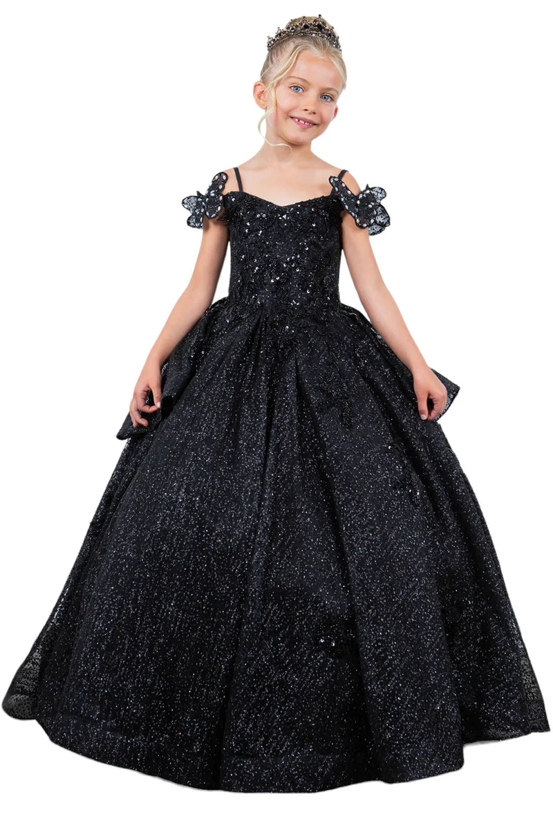 Layered Tyll med Layered Släp Flicka Nattvardsklänning från Cinderella Couture USA AS8120