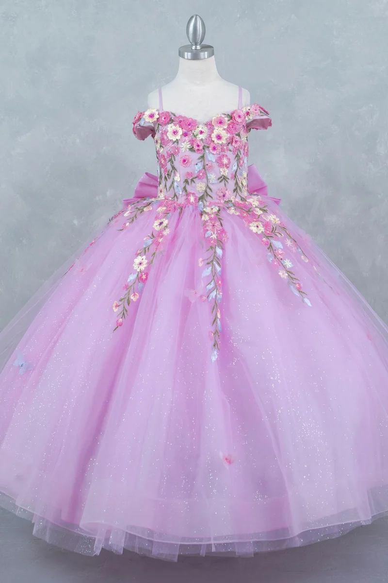 Spets Off Shoulder A-linjeformad Nattvardsklänning för Flicka från Cinderella Couture USA AS8260
