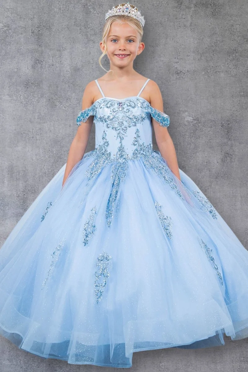 A-linjeformad nattvardsklänning för flickor från Cinderella Couture USA AS8190